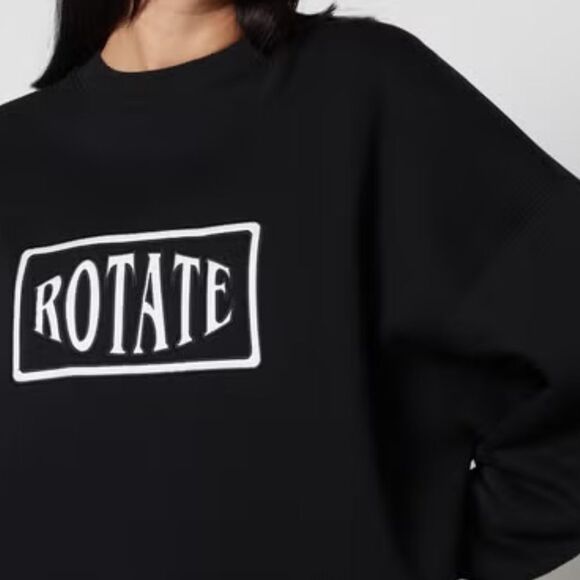 Rotate Sunday Logo Embroidered Cotton Jersey Sweatshirt Black Size Large - Picture 5 of 9